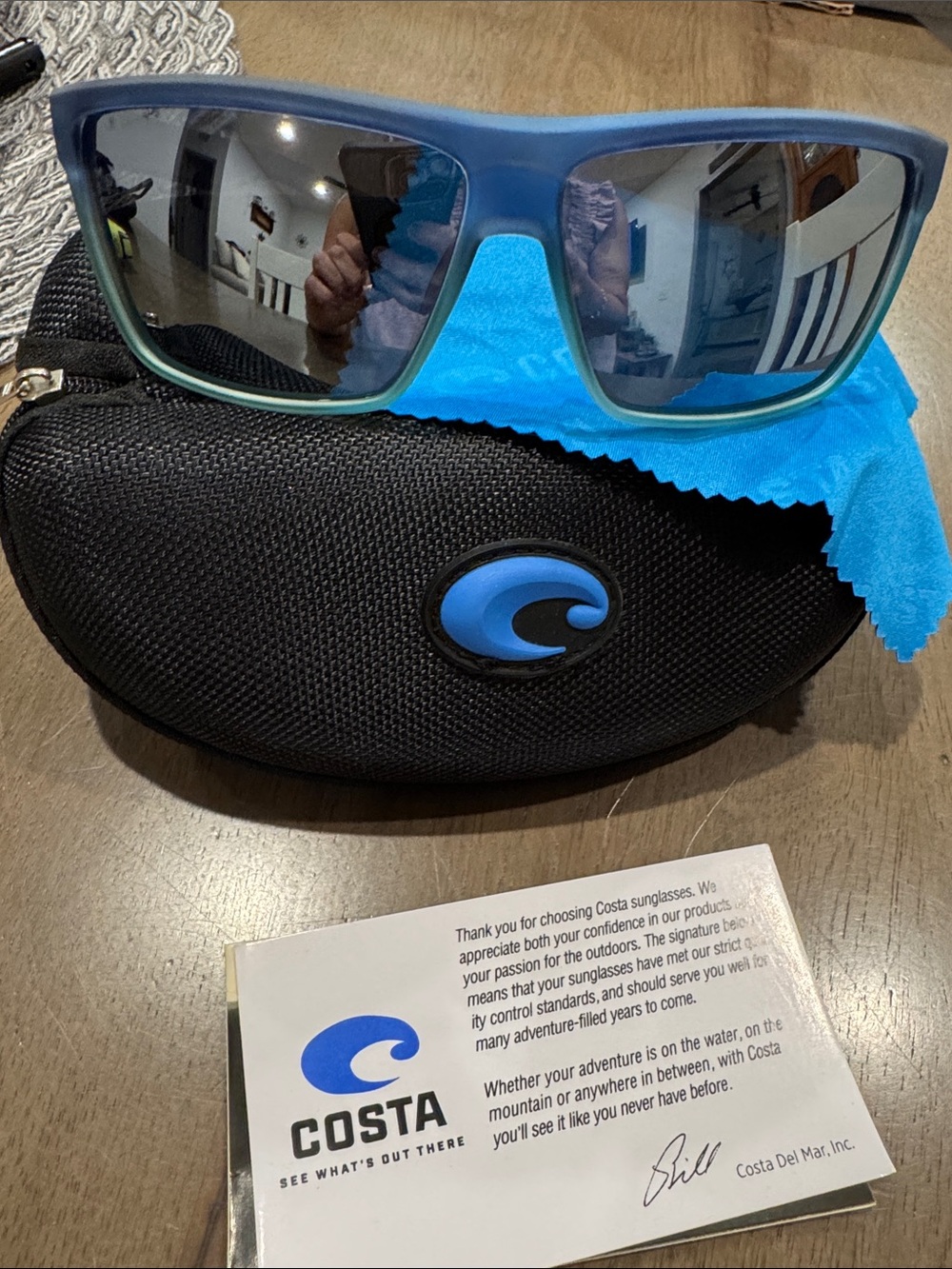 Costa Matte Blue Frame Sunglasses with Mirrored Lenses